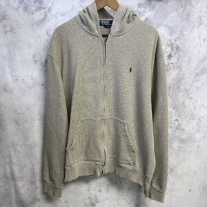 Vintage Polo Ralph Lauren Hoodie Sweatshirt Mens XL 26x Gray Zip